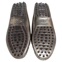 Pre Owned Tod's Grey Patent Leather Horsebit Loafers Size 37.5