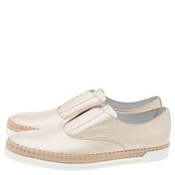 Pre Owned Tod's Beige Leather Francesina Espadrilles Slip On Sneakers Size 40