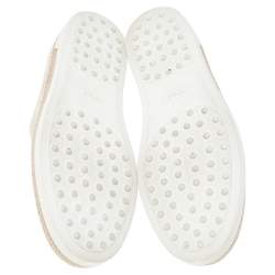 Pre Owned Tod's Beige Leather Francesina Espadrilles Slip On Sneakers Size 40