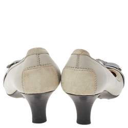 Tod's Grey Leather Bow Pumps Size 37.5