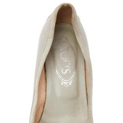 Tod's Grey Leather Bow Pumps Size 37.5