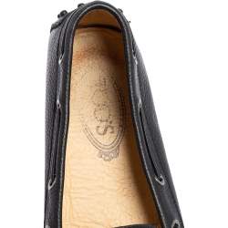 Pre Owned Tod's Black  Perforated Leather Bow Loafers Size 38