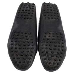 Pre Owned Tod's Black  Perforated Leather Bow Loafers Size 38