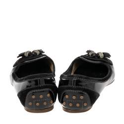 مملوكة مسبقًا Tod's Black Patent And Suede Gommino Driving Loafers Size 38.5