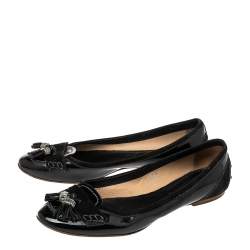 مملوكة مسبقًا Tod's Black Patent And Suede Gommino Driving Loafers Size 38.5