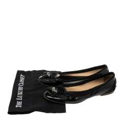 مملوكة مسبقًا Tod's Black Patent And Suede Gommino Driving Loafers Size 38.5
