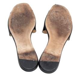 Pre Owned Tod's Black Patent Leather Double T Crystals Embellished Flat Sandals Size 40.5