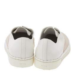 Pre Owned Tod's Peach/White Leather Francesina Slip On Espadrille Sneakers 39.5