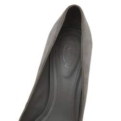 Tod's Grey Suede Embellished Fringe Peep Toe Pumps Size 40