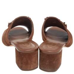 Tod's Brown Suede Double T Slide Sandals Size 39