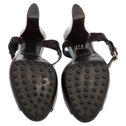 Pre Owned صندل تودزجلد وسويدي بني داكن/أزرق فاتح مجدول نعل سميك مقاس 39.5