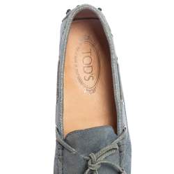 Pre Owned Tod's Blue Suede Driver Penny Slip On Loafers Size 38