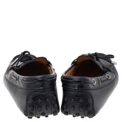 Pre Owned Tod's Black Leather Bow Slip on Loafers Size 37