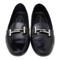 Tod's Black Patent Leather Slip on Loafers Size 39