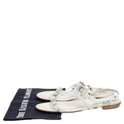 Tod's White Leather Strappy Flat Sandals Size 38.5