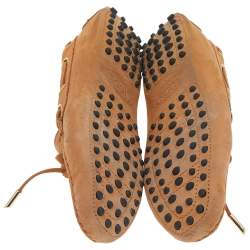 مملوكة مسبقًا Tod's Tan Nubuck Leather Bow Slip On Loafers Size 37.5