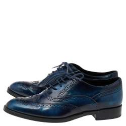 Tod's Blue Brogue Leather Lace Up Oxfords Size 38