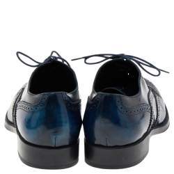 Tod's Blue Brogue Leather Lace Up Oxfords Size 38