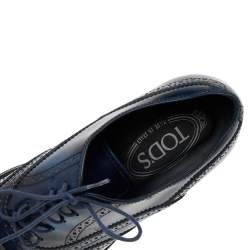 Tod's Blue Brogue Leather Lace Up Oxfords Size 38