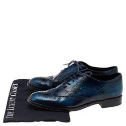 Tod's Blue Brogue Leather Lace Up Oxfords Size 38