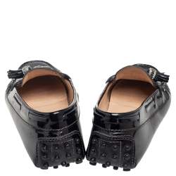 Pre Owned Tod's Black Patent Leather Bow Slip On Loafers Size 35.5