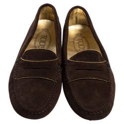 Pre Owned Tod's Brown Suede Loafers Size 37