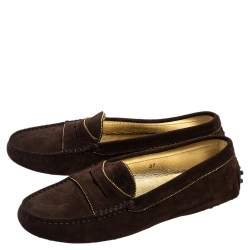 Pre Owned Tod's Brown Suede Loafers Size 37