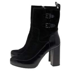 Tod's Black Suede And Leather Ankle Boots Size 39.5