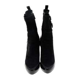 Tod's Black Suede And Leather Ankle Boots Size 39.5