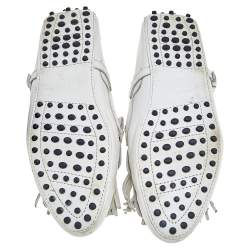 Tod's White Leather Fringe Slip on Loafers Size 39
