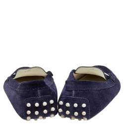 Pre Owned Tod's Navy Blue Suede Slip On Loafers Size 38