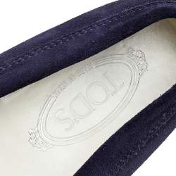Pre Owned Tod's Navy Blue Suede Slip On Loafers Size 38