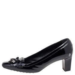 Tod's Black Patent Leather Fringe Square Toe Pumps Size 40