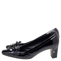Tod's Black Patent Leather Fringe Square Toe Pumps Size 40