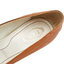 Tod's Brown Leather Bow Peep Toe Pumps Size 37.5 