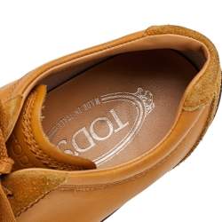 Tod's Brown Leather And Suede Lace Up Sneakers Size 37.5
