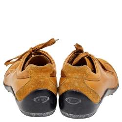 Tod's Brown Leather And Suede Lace Up Sneakers Size 37.5