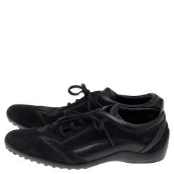 Pre Owned Tod's Black Suede Low Top Sneakers Size 37