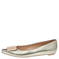 Tod's Silver/Pink Patent Leather Buckle Detail Flats Size 39.5