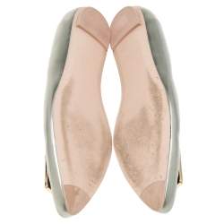 Tod's Silver/Pink Patent Leather Buckle Detail Flats Size 39.5