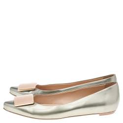 Tod's Silver/Pink Patent Leather Buckle Detail Flats Size 39.5