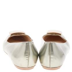 Tod's Silver/Pink Patent Leather Buckle Detail Flats Size 39.5