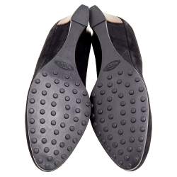 Pre Owned Tod's Black Suede Wedge Pumps Size 36