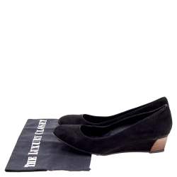 Pre Owned Tod's Black Suede Wedge Pumps Size 36
