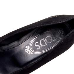 Pre Owned Tod's Black Suede Wedge Pumps Size 36