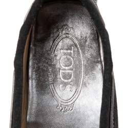 Pre Owned Tod's Black Suede Gommino Driver Loafers Size 40.5