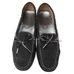 Pre Owned Tod's Black Suede Gommino Driver Loafers Size 40.5