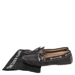 Pre Owned Tod's Black Suede Gommino Driver Loafers Size 40.5