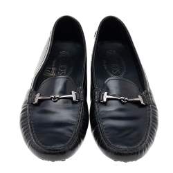 مملوكة مسبقًا  Tod's Black Leather Horsebit Loafers Size 37.5