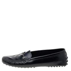 مملوكة مسبقًا  Tod's Black Leather Horsebit Loafers Size 37.5